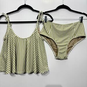 Kortni Jeane 2-Piece Swimsuit Sz S Pear Stripes Swing Top High Rise Bottoms